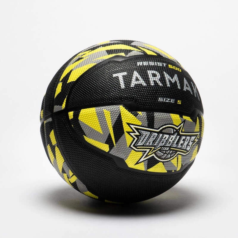 Ballon De Basketball Taille 5 - R500 Noir Gris Jaune â Image 2