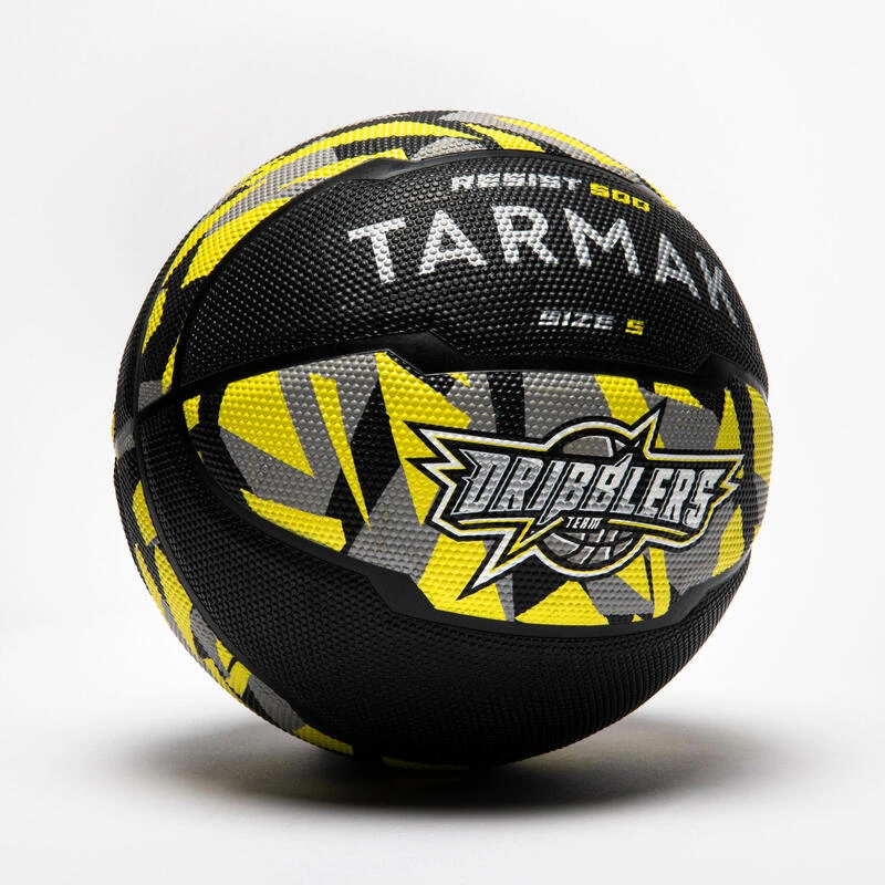 Ballon De Basketball Taille 5 - R500 Noir Gris Jaune â Image 3