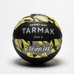 Ballon De Basketball Taille 5 - R500 Noir Gris Jaune
