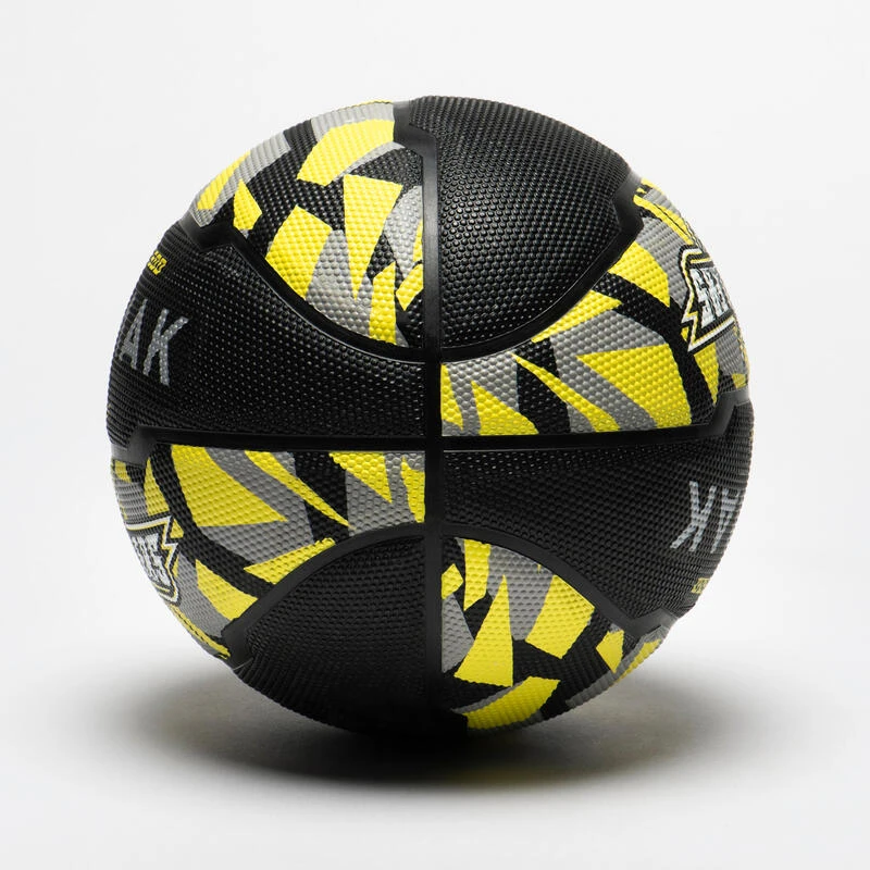 Ballon De Basketball Taille 5 - R500 Noir Gris Jaune â Image 4
