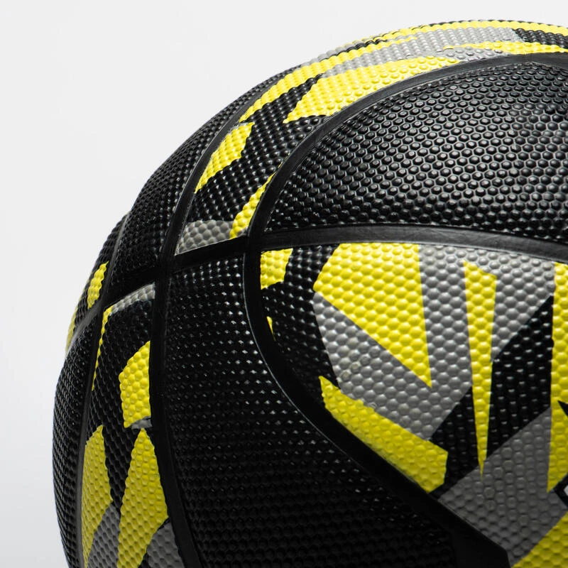 Ballon De Basketball Taille 5 - R500 Noir Gris Jaune â Image 5