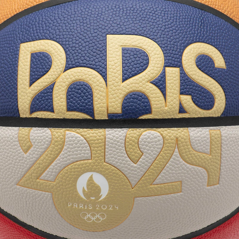 Ballon De Basketball Taille 7 - BT500 T7 Bleu Blanc Rouge PARIS 2024 â Image 4