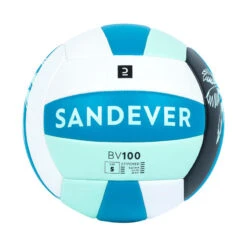 Ballon De Beach Volley 100 Classic Cousu Taille 5 Bleu Palmier