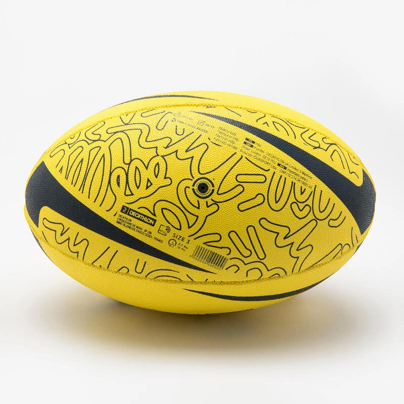 BALLON DE RUGBY ENFANT - R100 INITIATION TAILLE 3 JAUNE â Image 3