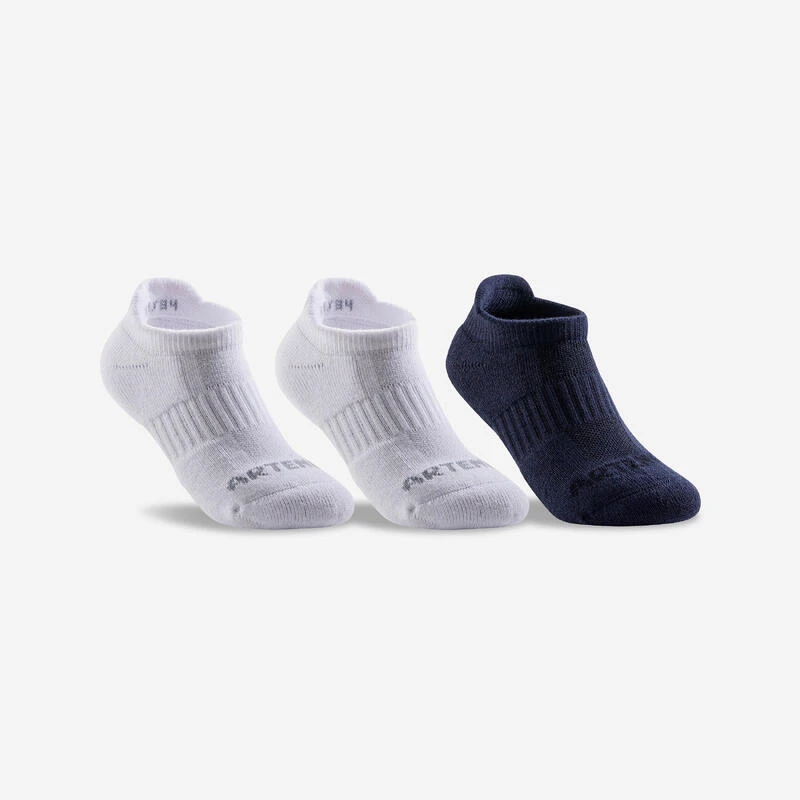 Artengo Chaussettes Coton Basses Enfant - RS 500 Noir Noir Gris Lot De 3