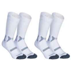 CHAUSSETTES DE BASKETBALL MID LOT DE 2 PAIRES ENFANT CONFIRME - BLANC