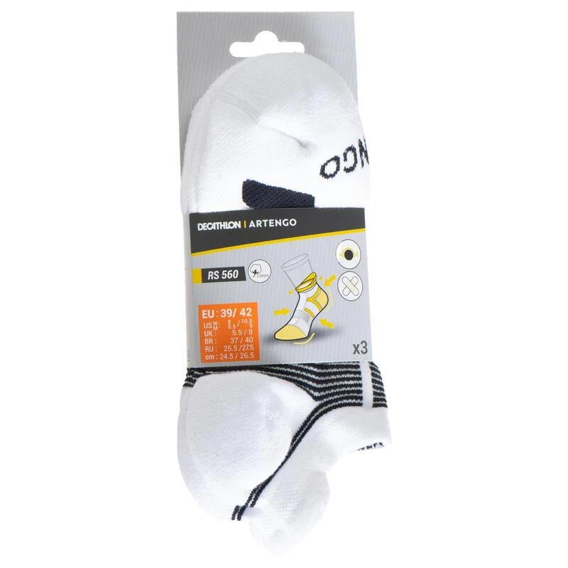 Artengo CHAUSSETTES DE TENNIS BASSE RS 560 BLANC NOIR LOT DE 3 â Image 10