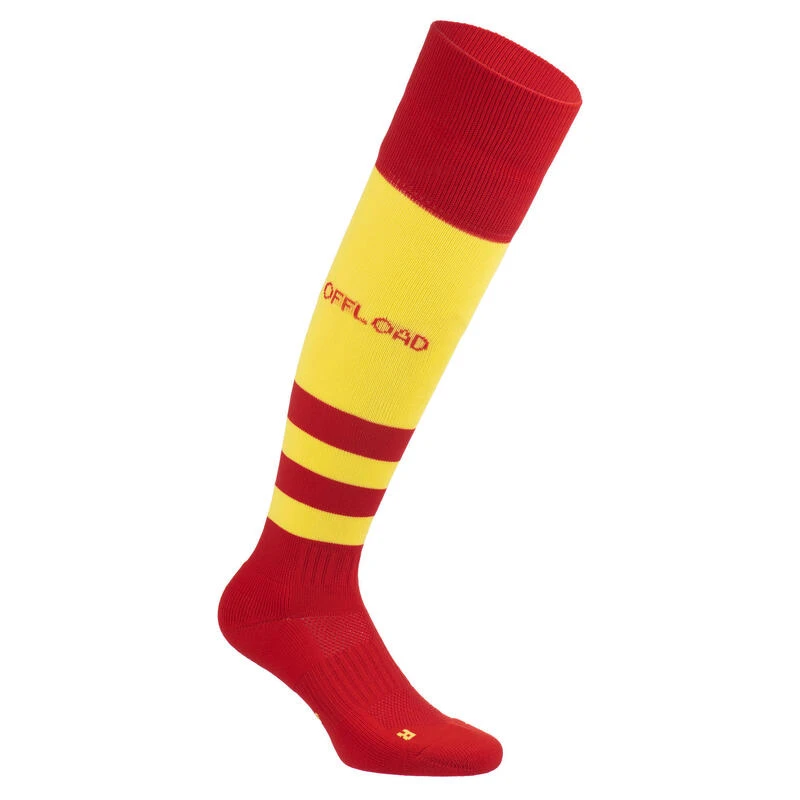 Chaussettes Hautes De Rugby Homme/Femme - R500 Rouge Jaune
