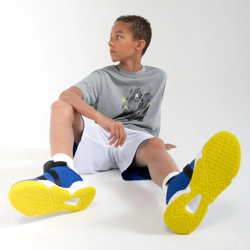 CHAUSSURES DE BASKETBALL ENFANT - EASY X BLEU JAUNE â Image 8
