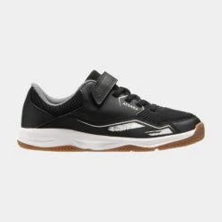 Chaussures De Handball Enfant Avec Scratch - H100 Noir Blanc