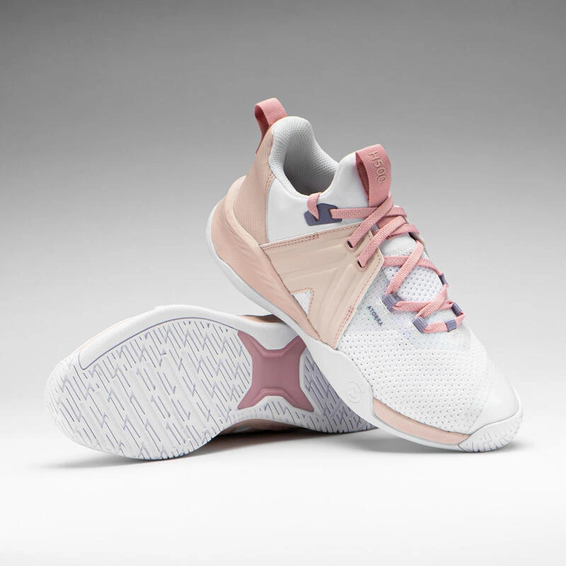 Chaussures De Handball Homme/Femme - H500 FASTER Rose Blanc â Image 2