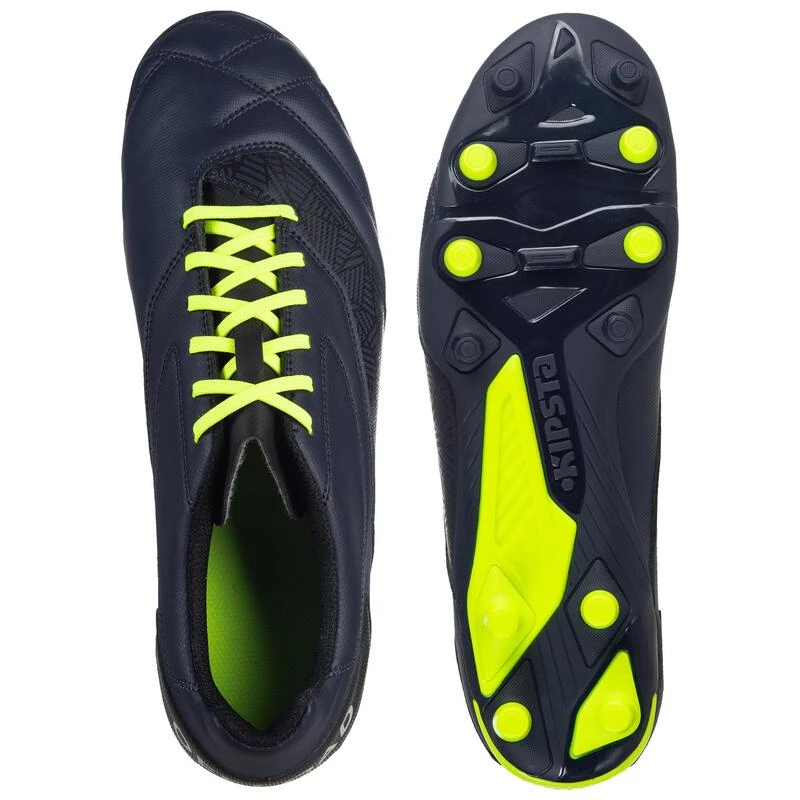 Chaussures De Rugby MoulĂ©e Terrains Secs Density R100 FG Bleue Jaune â Image 3