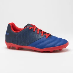 Chaussures De Rugby Moulées Terrain Sec Enfant - SKILL 100 FG Bleu Rouge