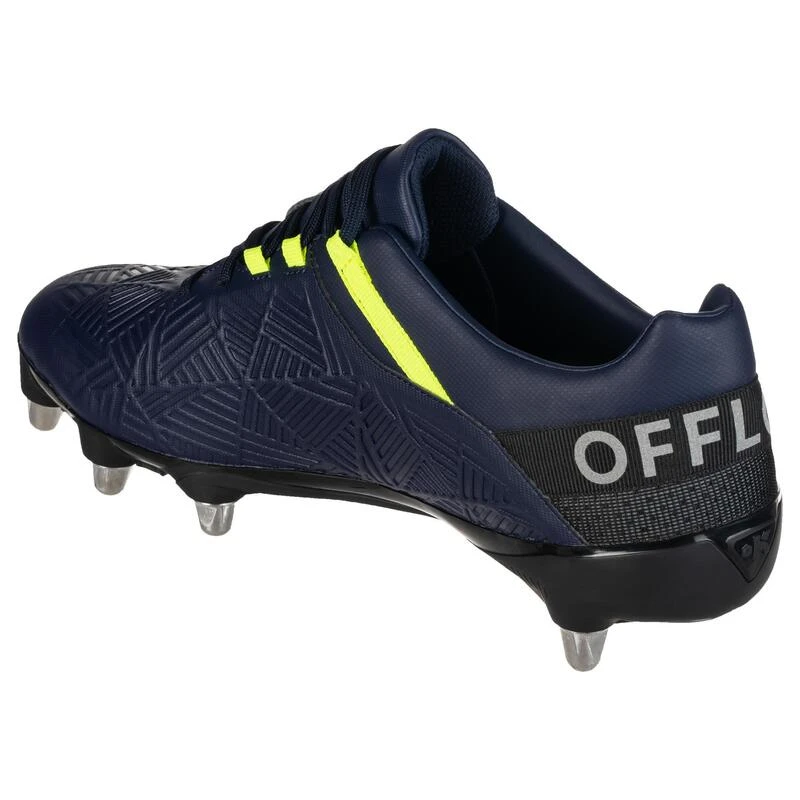 Chaussures De Rugby Terrains Gras 8 Crampons Density R500 SG Bleue Jaune â Image 6