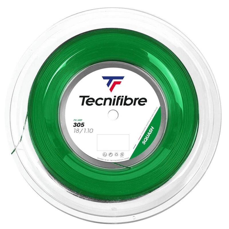 TECNIFIBRE Cordage De Squash 305 Vert 200m Bobine 1,10mm