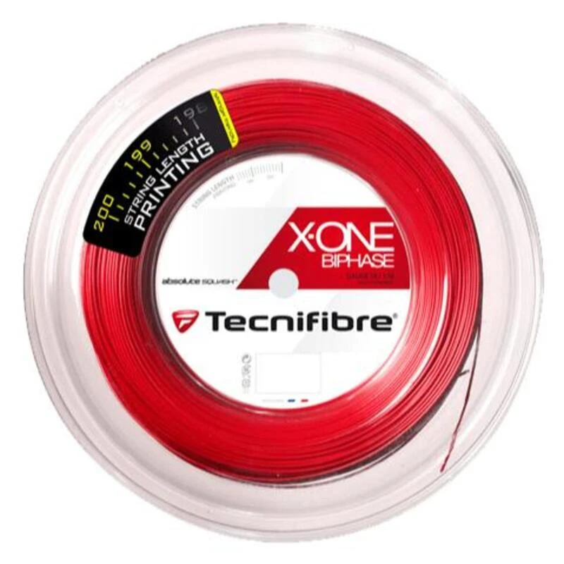 TECNIFIBRE Cordage De Squash X-One BiPhase Rouge 200m Bobine 1,18mm