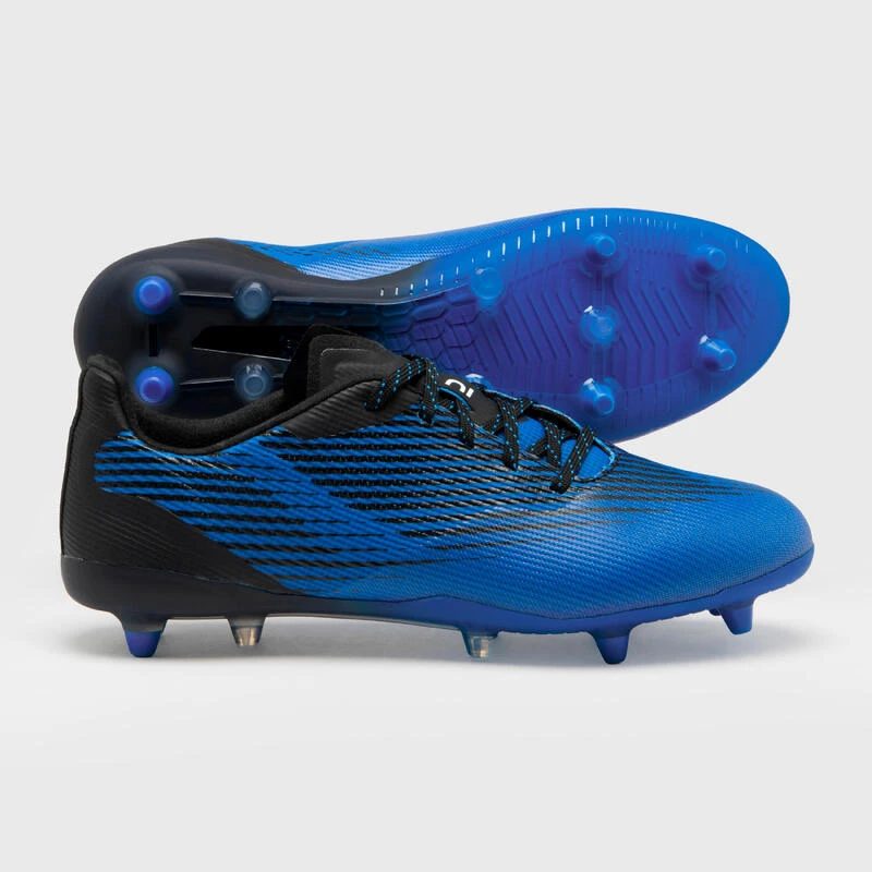 CRAMPONS DE RUGBY MOULĂES TERRAIN SEC HOMME/FEMME - SCORE R500 FG BLEU NOIR â Image 2
