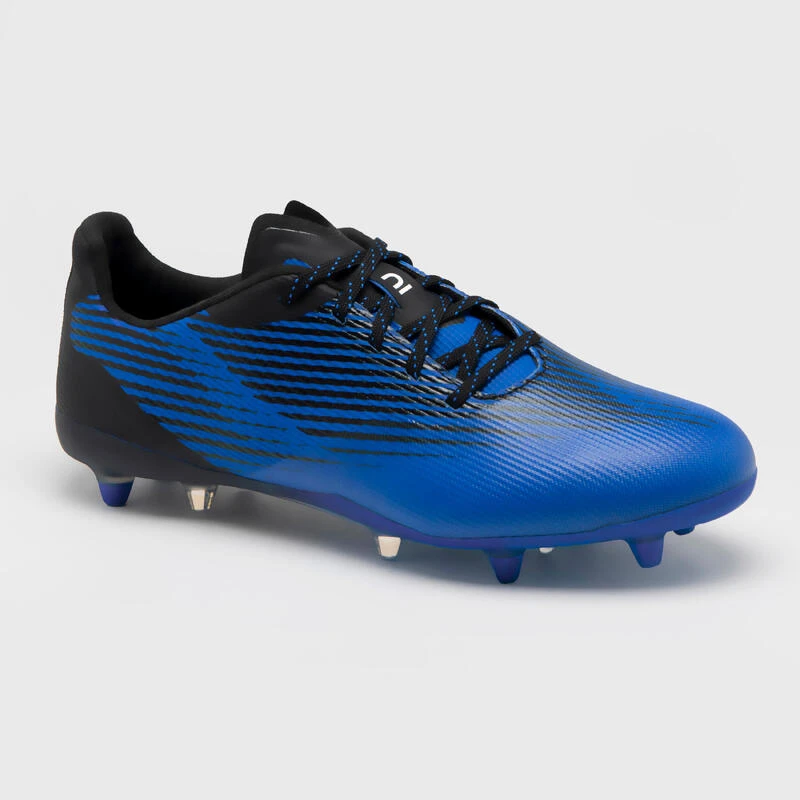 CRAMPONS DE RUGBY MOULĂES TERRAIN SEC HOMME/FEMME - SCORE R500 FG BLEU NOIR