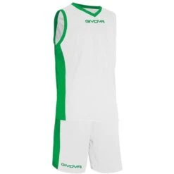 Ensemble De Sport BasketBall - Givova - Power - Homme - Blanc Et Vert