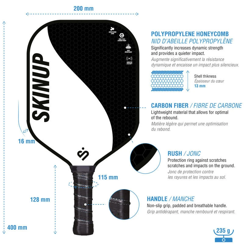 Lot 2 Raquettes Pickleball Yin Yang Orange/blanc, 2 Balles Et Une Housse â Image 5