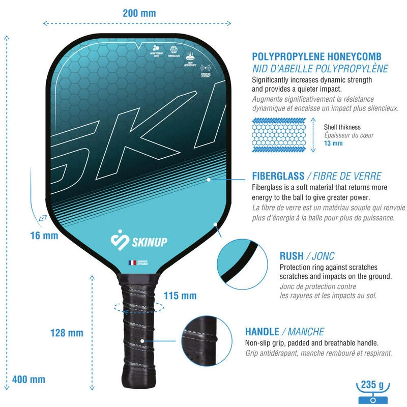 Lot 4 Raquettes Pickleball Smart & Fun, 2 Balles Et Filet â Image 3
