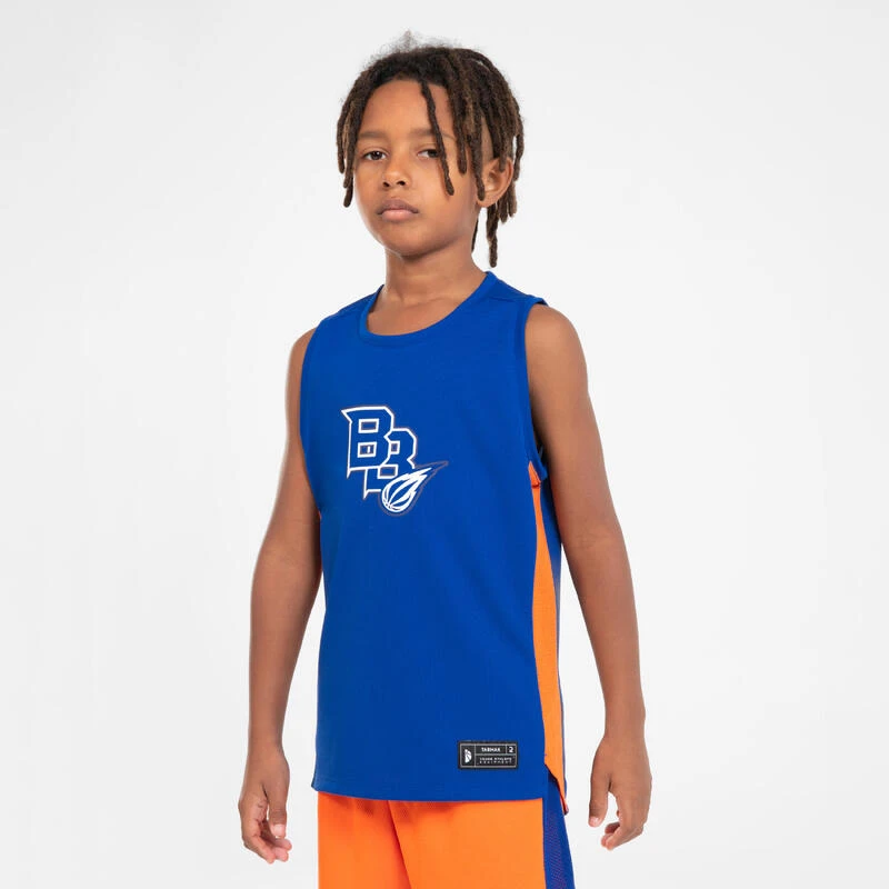 MAILLOT DE BASKETBALL SANS MANCHE ENFANT - T500 BLEU â Image 2
