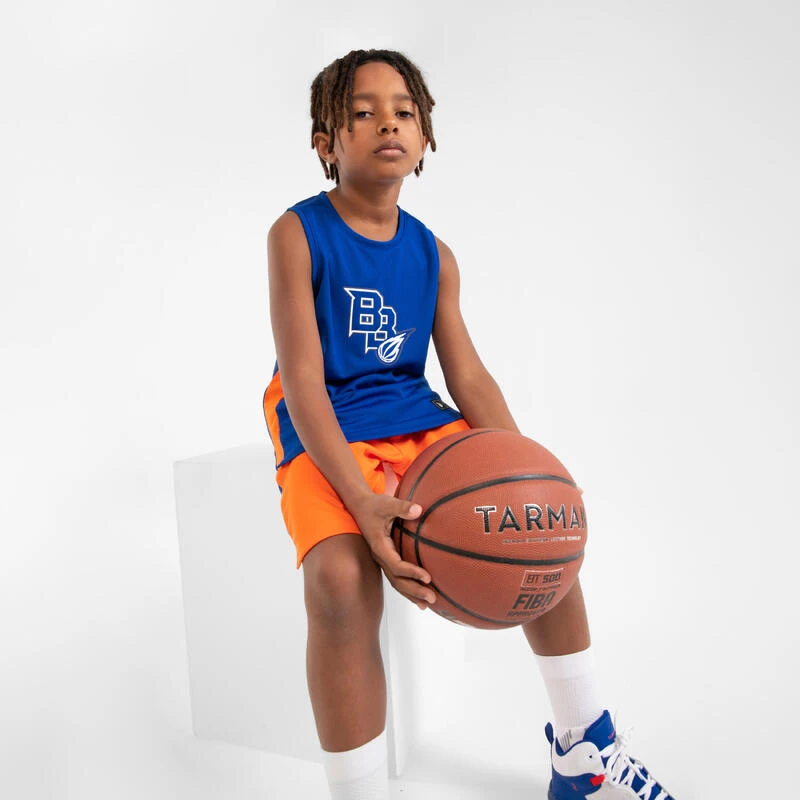 MAILLOT DE BASKETBALL SANS MANCHE ENFANT - T500 BLEU â Image 3