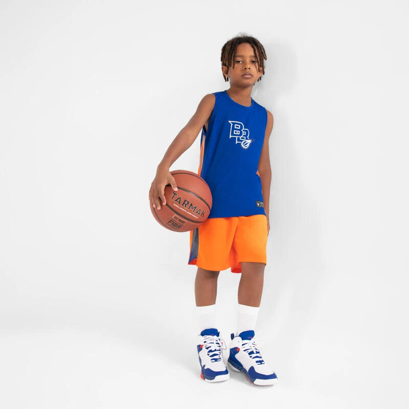 MAILLOT DE BASKETBALL SANS MANCHE ENFANT - T500 BLEU â Image 4