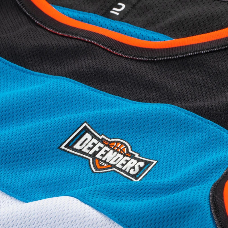 MAILLOT DE BASKETBALL SANS MANCHE REVERSIBLE ENFANT - T500R BLEU BLANC ORANGE â Image 4