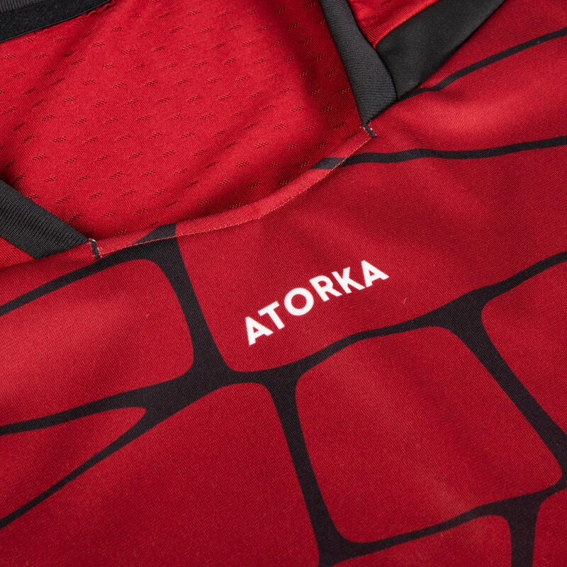 Maillot Manches Courtes De Handball Homme - H500 Rouge Noir â Image 8