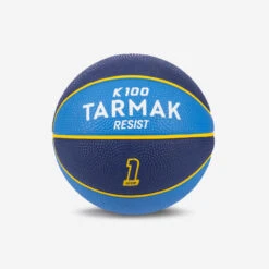 Mini Ballon De Basketball Taille 1 Enfant - K100 Rubber Bleu