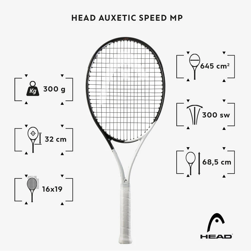 Raquette De Tennis Adulte - Head Auxetic Speed MP Noir Blanc 300g â Image 2