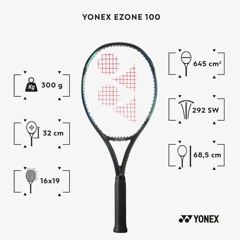 Raquette De Tennis Adulte - YONEX EZONE 100 Bleu 300g â Image 2