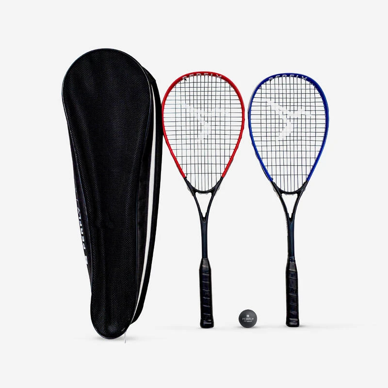 SET DE RAQUETTES DE SQUASH WALLBREAKER 165 CLUB (2 Raquette/1 Balle Point Rouge)