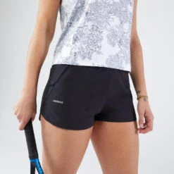 Artengo Short Tennis Dry Soft à Poche Femme - Dry 500 Noir