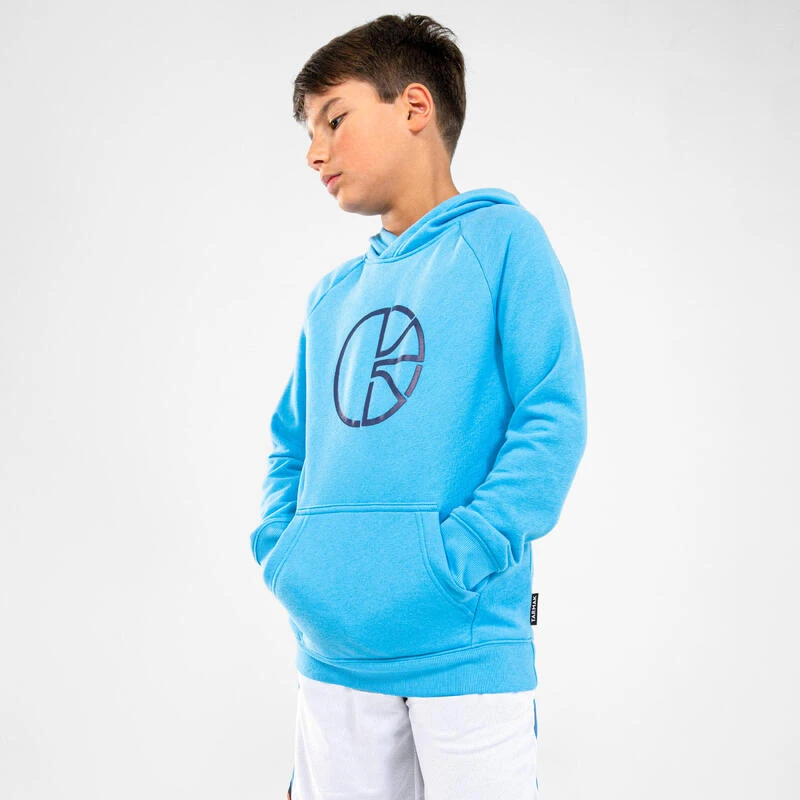 SWEAT DE BASKETBALL A CAPUCHE ENFANT - H100 BLEU CLAIR â Image 7