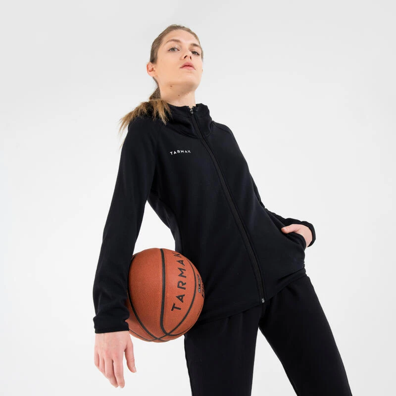 SWEAT DE BASKETBALL A CAPUCHE ZIPPE FEMME - J500 NOIR â Image 7