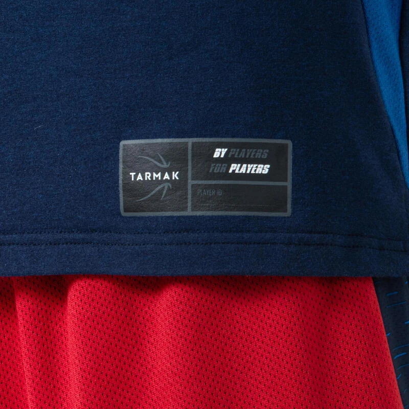 T-SHIRT DE BASKETBALL MANCHE LONGUE A CAPUCHE - TS500LS Marine â Image 2