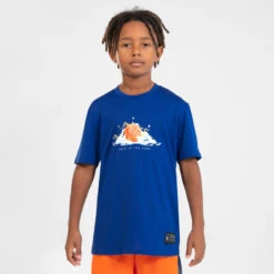 T-SHIRT / MAILLOT DE BASKETBALL ENFANT - TS500 FAST BLEU ELECTRIC