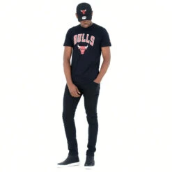 NEW ERA T-shirt NBA Manches Courtes Homme/femme Chicago Bulls - Noir