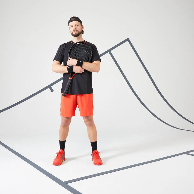 T-shirt Tennis Manches Courtes Homme - ARTENGO DRYVN Noir Rouge â Image 3