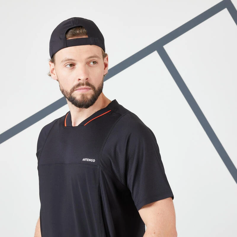 T-shirt Tennis Manches Courtes Homme - ARTENGO DRYVN Noir Rouge â Image 5