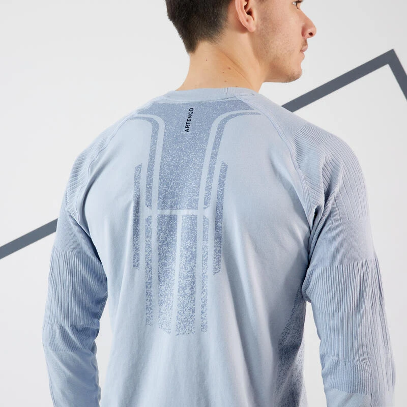 Artengo T-shirt Tennis Manches Longues Homme - Thermic Gris Clair â Image 3