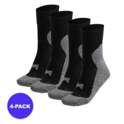 Xtreme - Chaussettes De Sport Mi-hautes - Unisexe - Paquet De 4 - Noir -